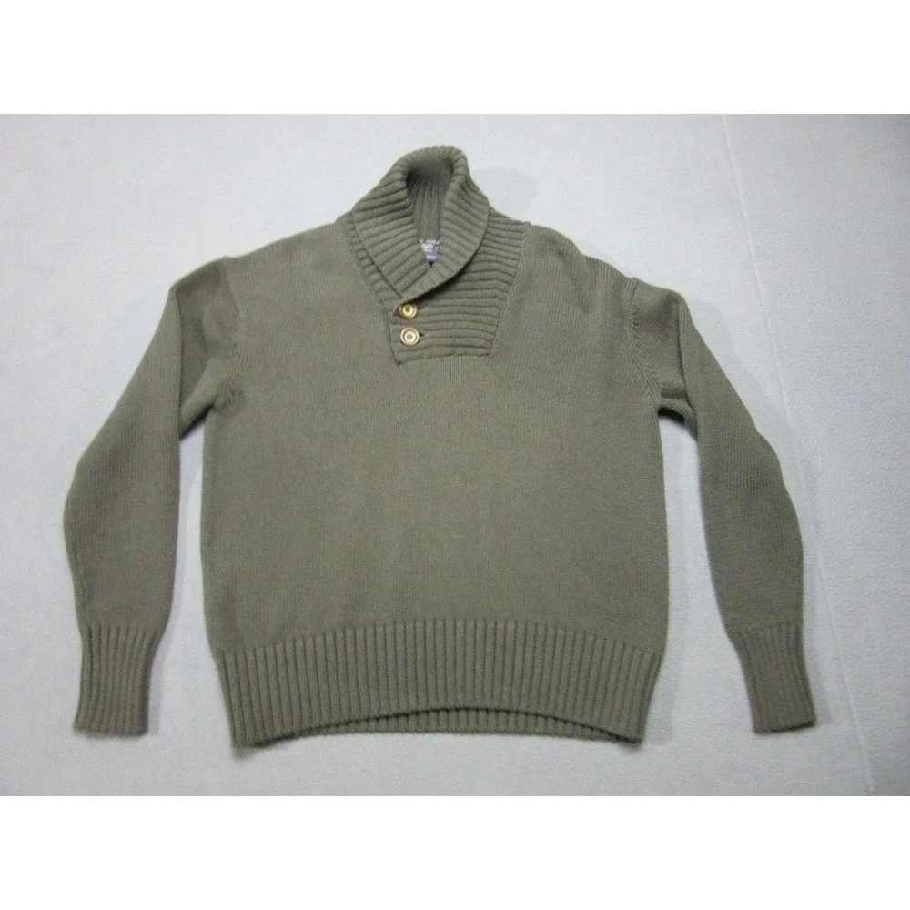 Bills Khakis Sweater Mens Small Olive Green Shawl Collar Button Heavyweight New